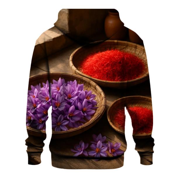 Saffron Crocus Threads Drying On Cedar Trays In A Mountain Kitchen embroidered hoodies