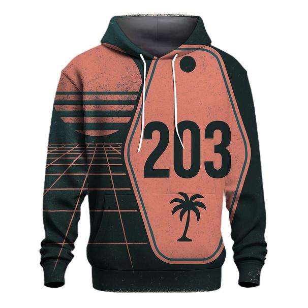 Faded Eighties Night Drive Motel Key Tag Design zip-up hoodies