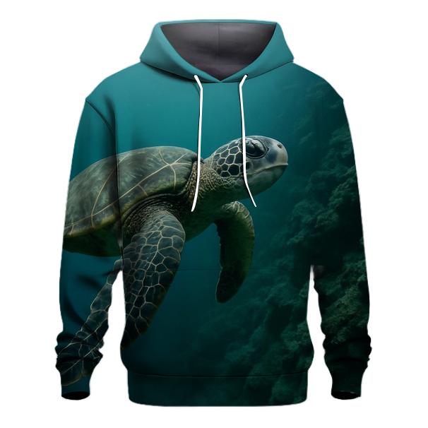 Reef Edge Patrol Green Sea Turtle embroidered hoodies