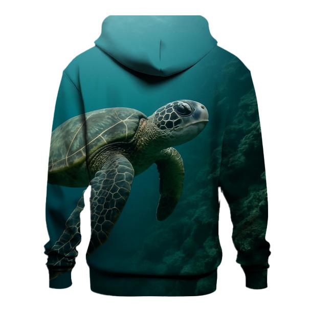 Reef Edge Patrol Green Sea Turtle embroidered hoodies