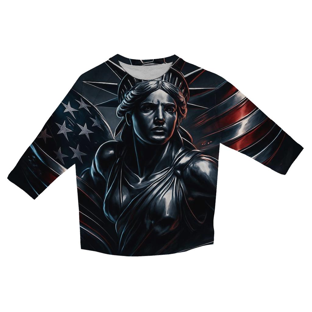 Chrome Liberty Storm Flag casual three quarter sleeve shirts