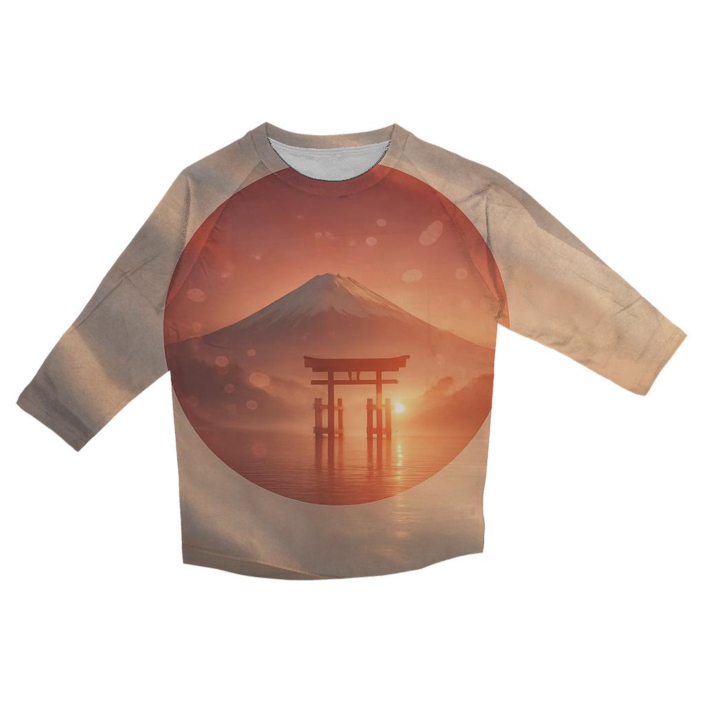 Radiant Sakura Flag Horizon Japan stylish quarter sleeve tops