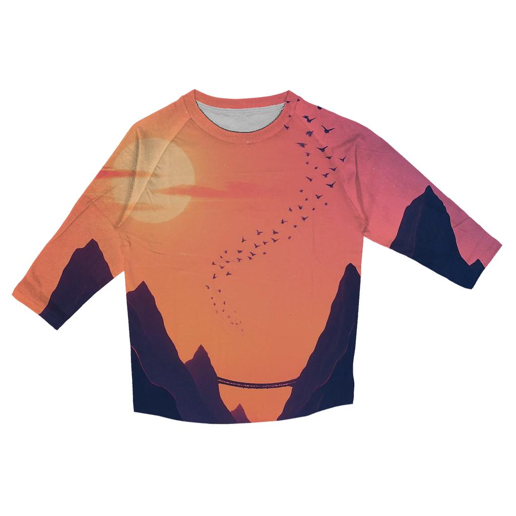 Violet Afterglow Over Skybridge Peaks designer 3/4 sleeve blouses