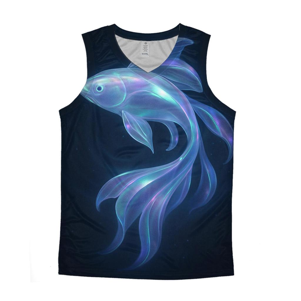 Aurora Glass Koi Drift cotton sleeveless tops