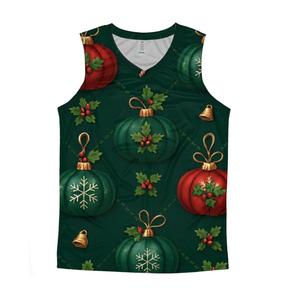 Crimson Ornament Pumpkins Lattice On Midnight Green Background custom tank tops