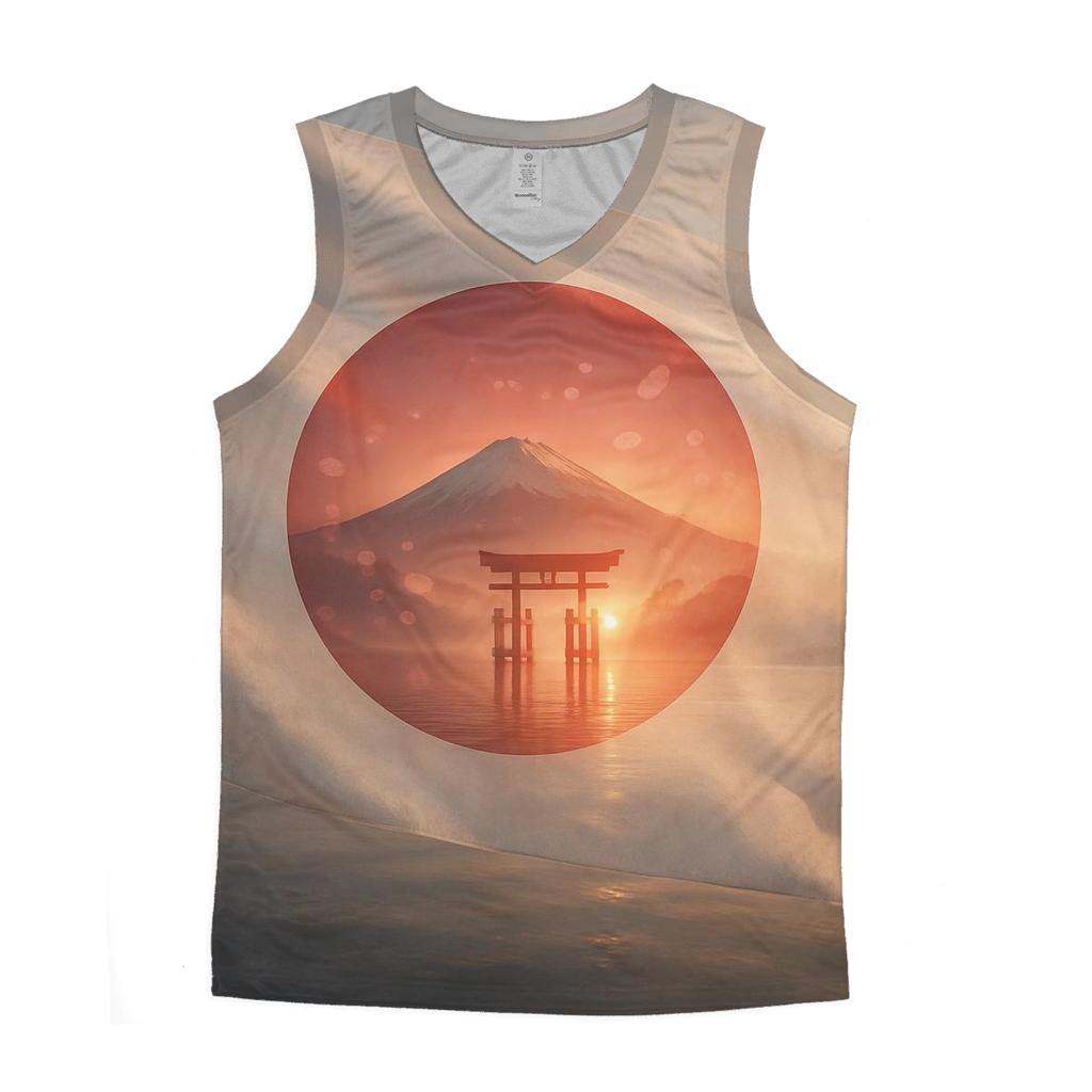 Radiant Sakura Flag Horizon Japan graphic print tank tops