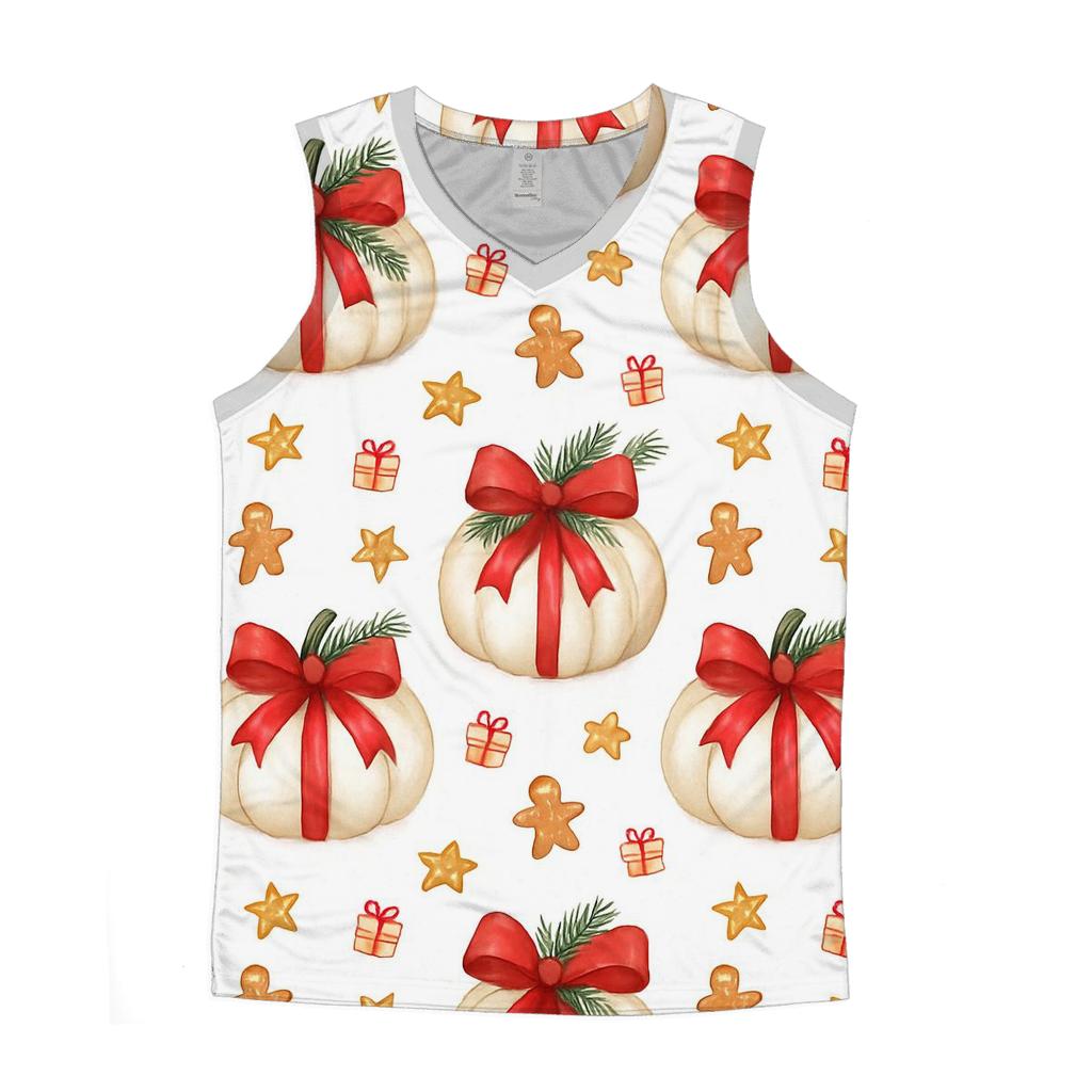 Ivory Snowy Pumpkin Gift Grid On White Background cotton sleeveless tops