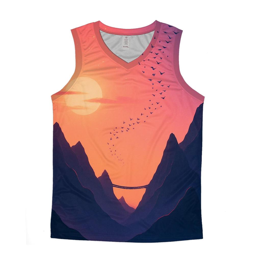 Violet Afterglow Over Skybridge Peaks personalized athletic tanks