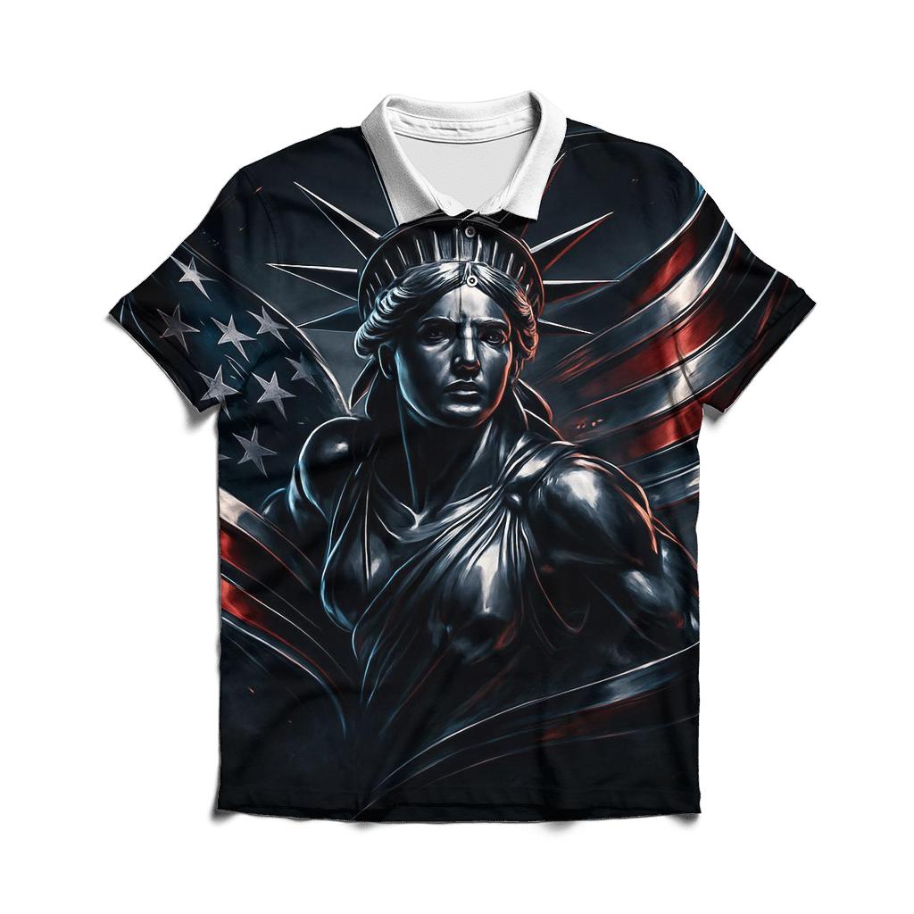 Chrome Liberty Storm Flag premium cotton polo shirts