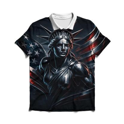 Chrome Liberty Storm Flag premium cotton polo shirts