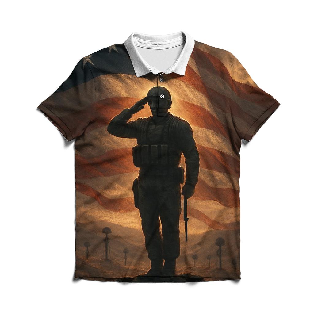 Dawn Watch Over The Silent Stripe Valley branded logo polo shirts