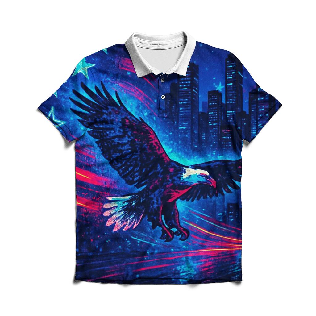 Neon Skyline Starspangled Surge stylish collar polo tees