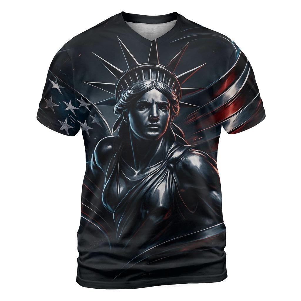Chrome Liberty Storm Flag artistic all-over print tops