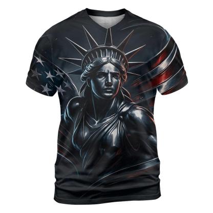 Chrome Liberty Storm Flag artistic all-over print tops