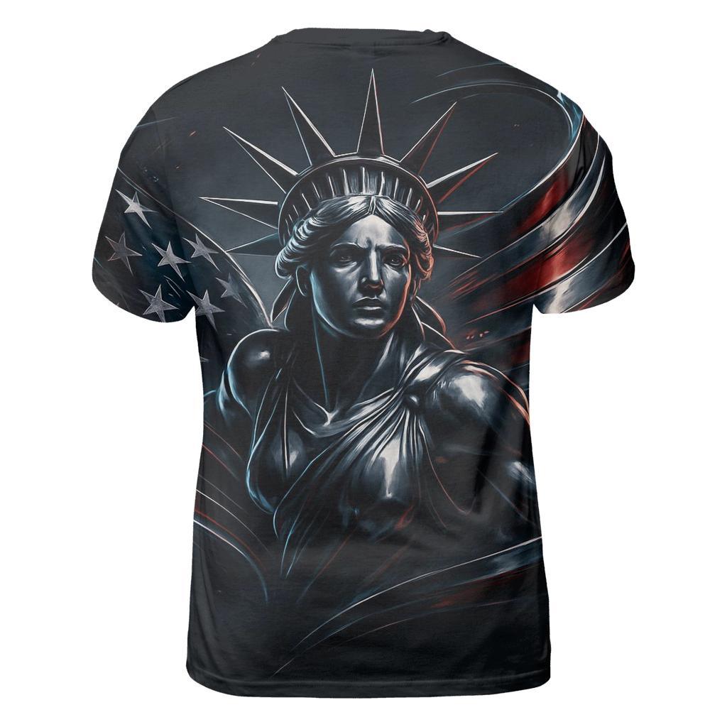 Chrome Liberty Storm Flag artistic all-over print tops