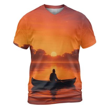 Emberglass Lagoon Sundown artistic all-over print tops