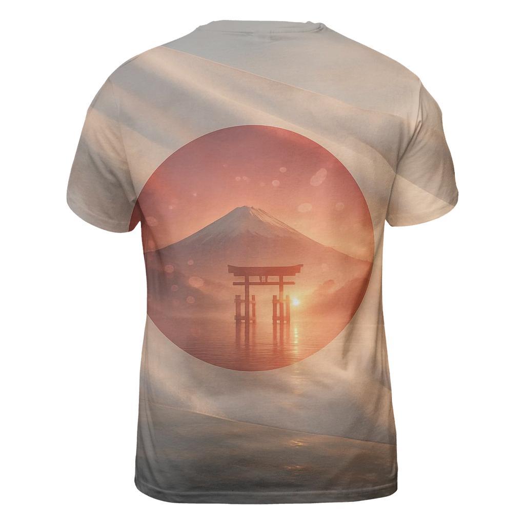 Radiant Sakura Flag Horizon Japan creative print fashion shirts