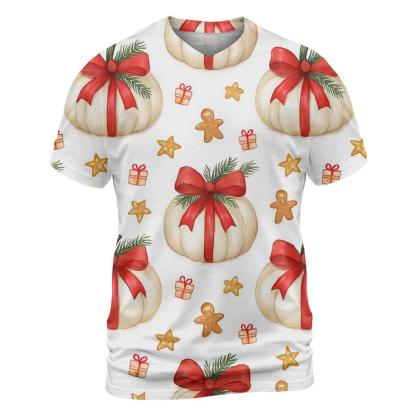 Ivory Snowy Pumpkin Gift Grid On White Background artistic all-over print tops