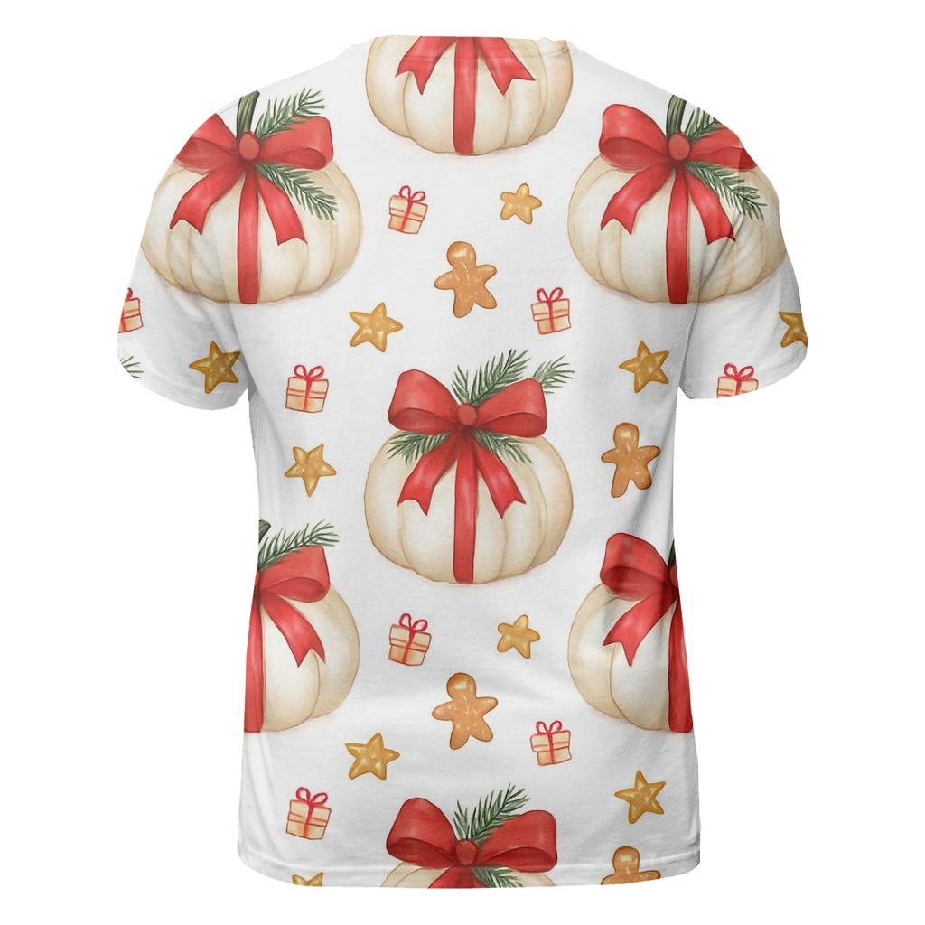 Ivory Snowy Pumpkin Gift Grid On White Background artistic all-over print tops