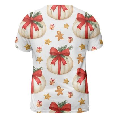 Ivory Snowy Pumpkin Gift Grid On White Background artistic all-over print tops