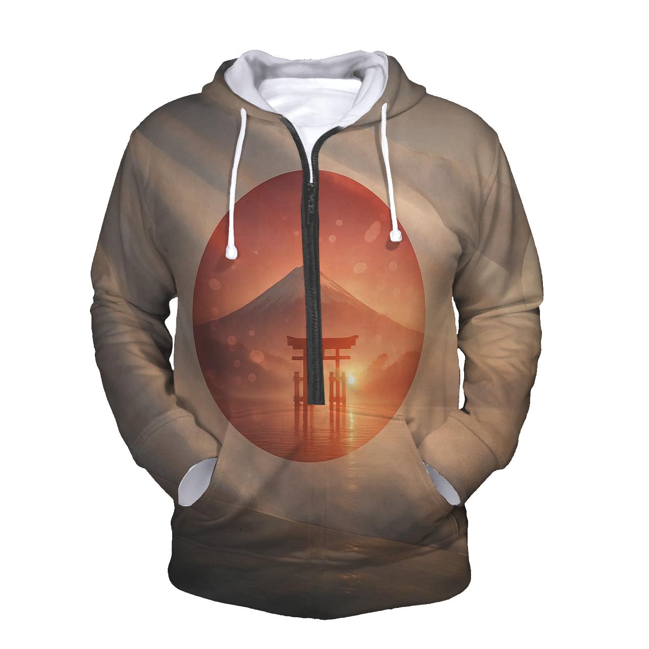 Radiant Sakura Flag Horizon Japan printed hoodies