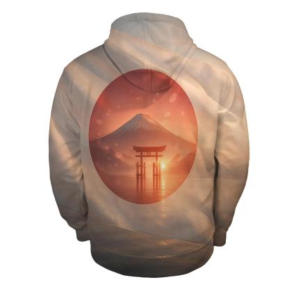 Radiant Sakura Flag Horizon Japan printed hoodies