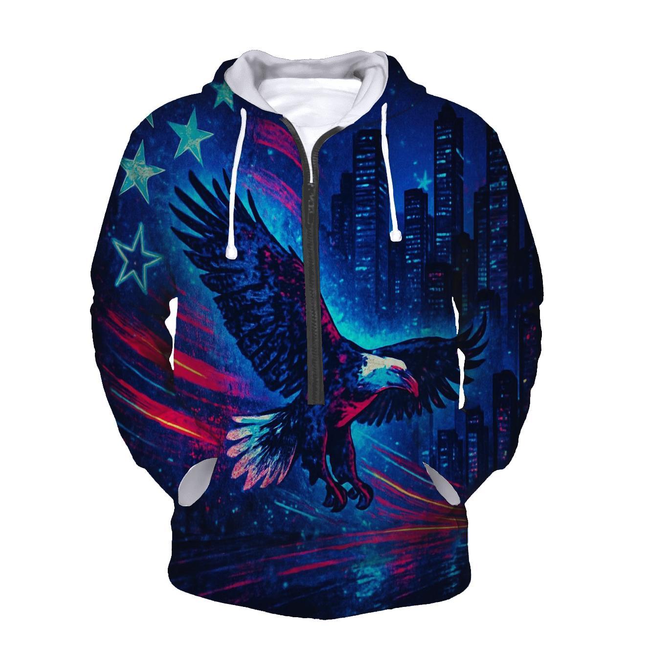Neon Skyline Starspangled Surge hoodie designs