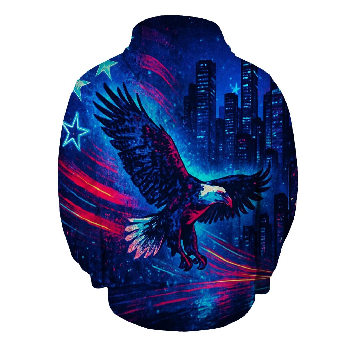 Neon Skyline Starspangled Surge hoodie designs