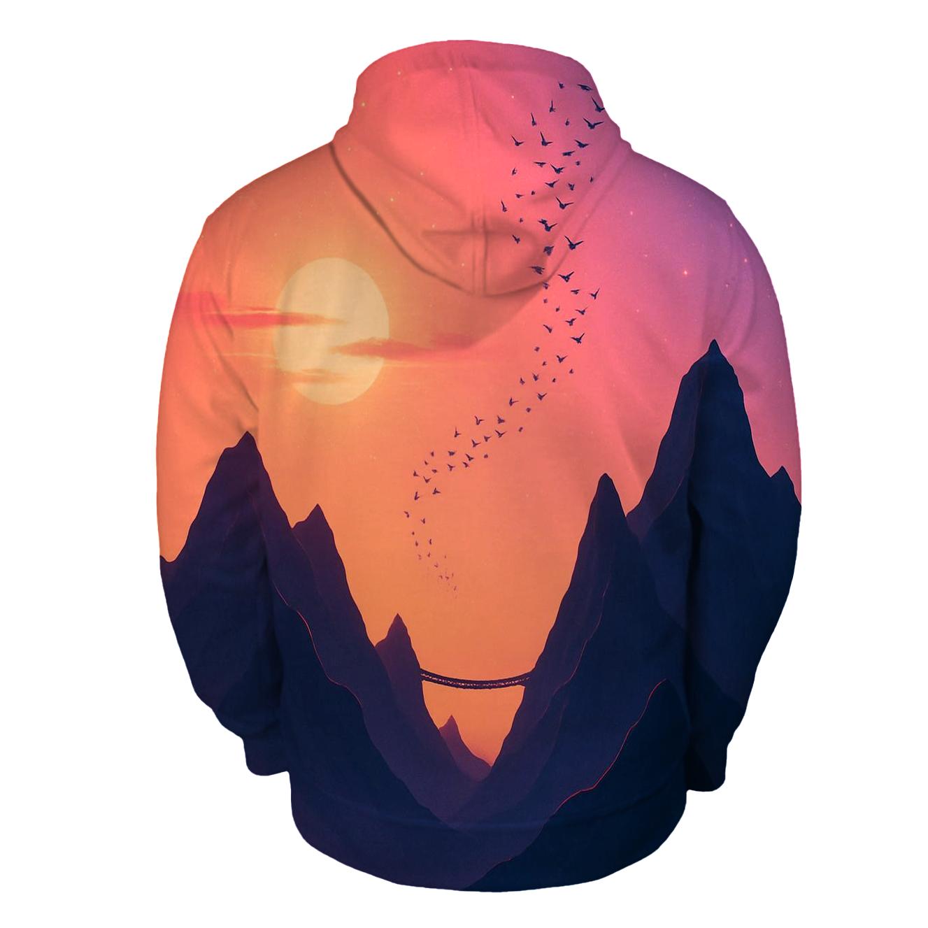 Violet Afterglow Over Skybridge Peaks printed hoodies