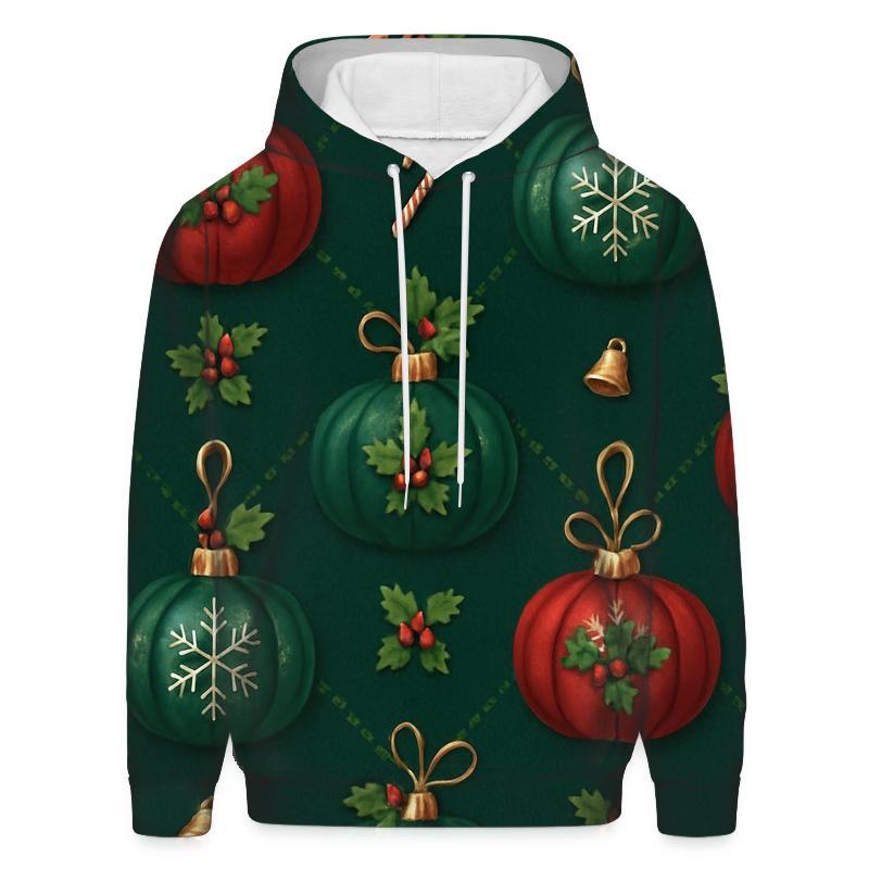 Crimson Ornament Pumpkins Lattice On Midnight Green Background premium hoodies