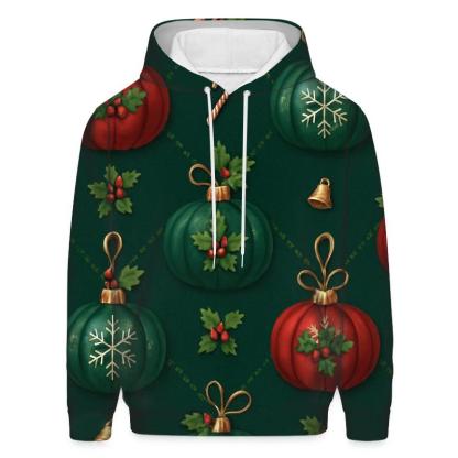 Crimson Ornament Pumpkins Lattice On Midnight Green Background premium hoodies