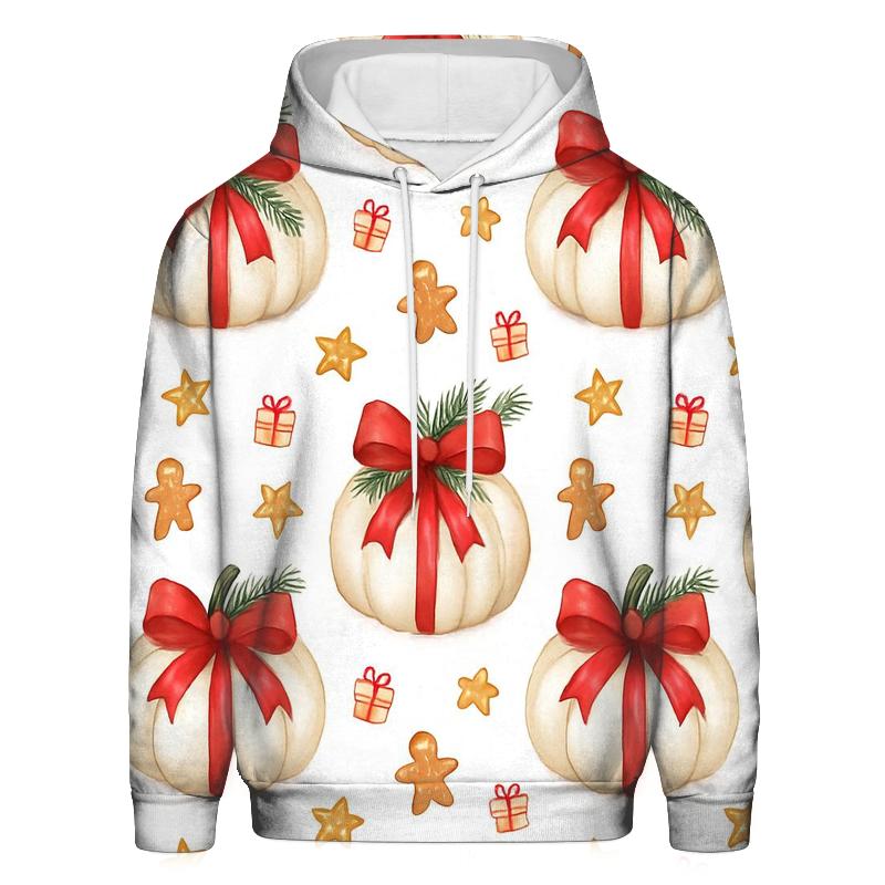 Ivory Snowy Pumpkin Gift Grid On White Background pullover hoodies