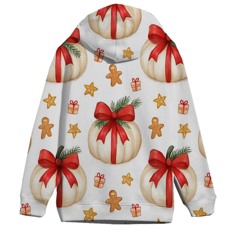 Ivory Snowy Pumpkin Gift Grid On White Background pullover hoodies