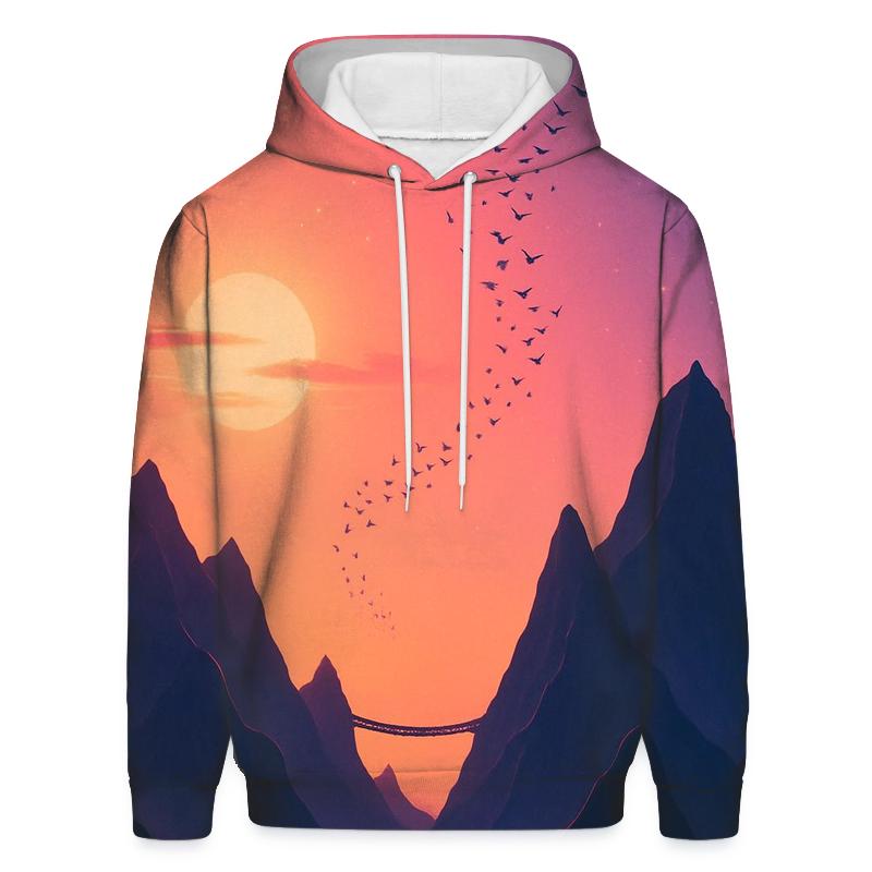 Violet Afterglow Over Skybridge Peaks printed hoodies