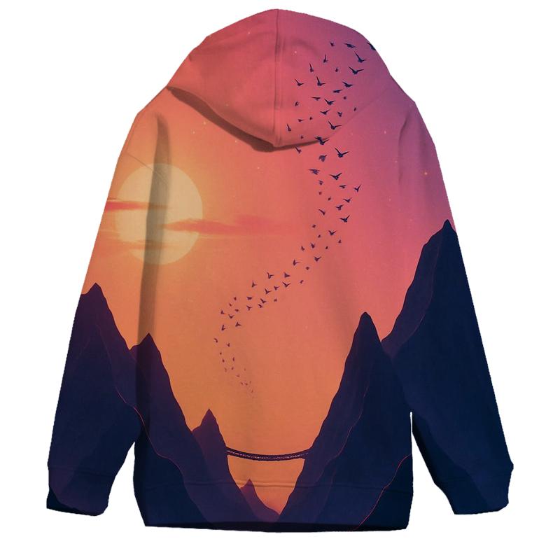 Violet Afterglow Over Skybridge Peaks printed hoodies