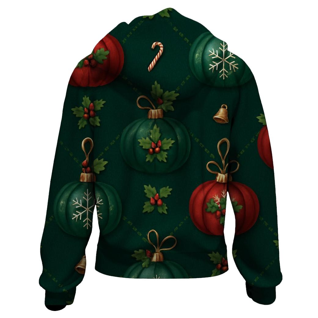 Crimson Ornament Pumpkins Lattice On Midnight Green Background zip-up hoodies