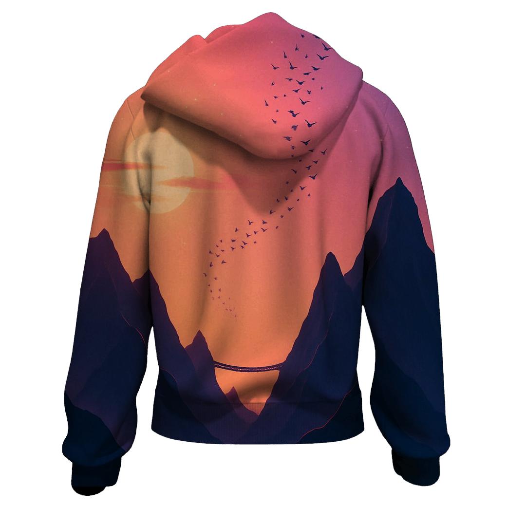 Violet Afterglow Over Skybridge Peaks premium hoodies