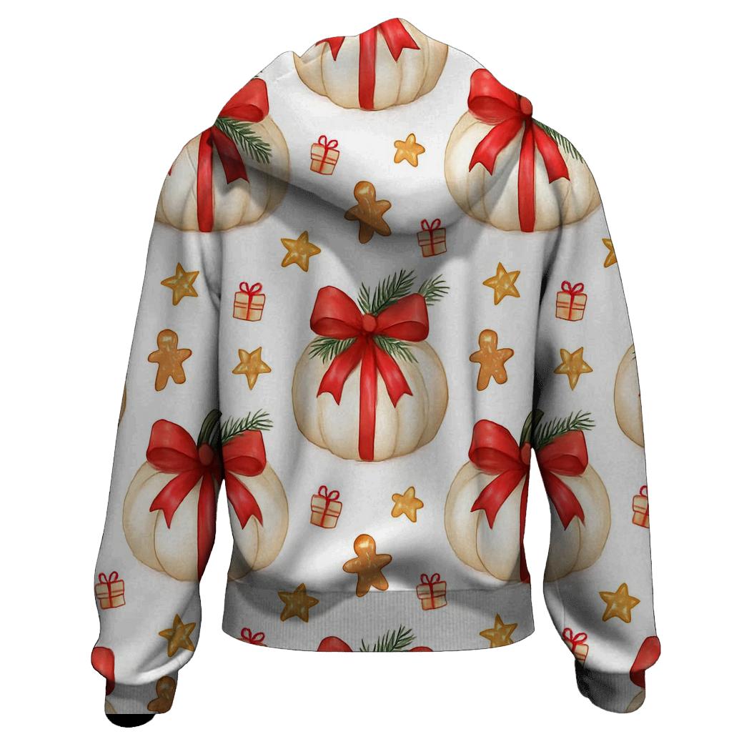 Ivory Snowy Pumpkin Gift Grid On White Background premium hoodies