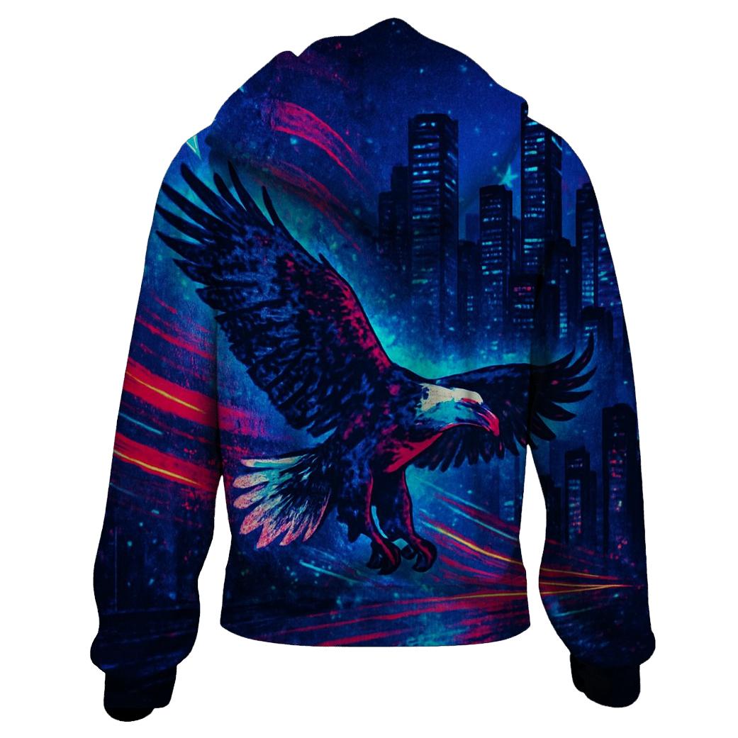 Neon Skyline Starspangled Surge graphic hoodies