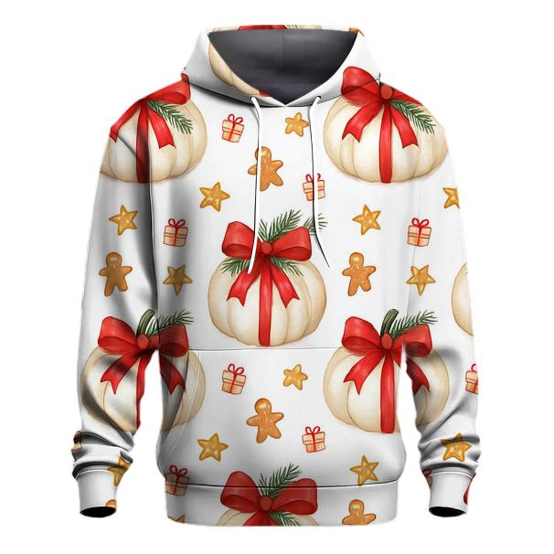 Ivory Snowy Pumpkin Gift Grid On White Background hoodie trends