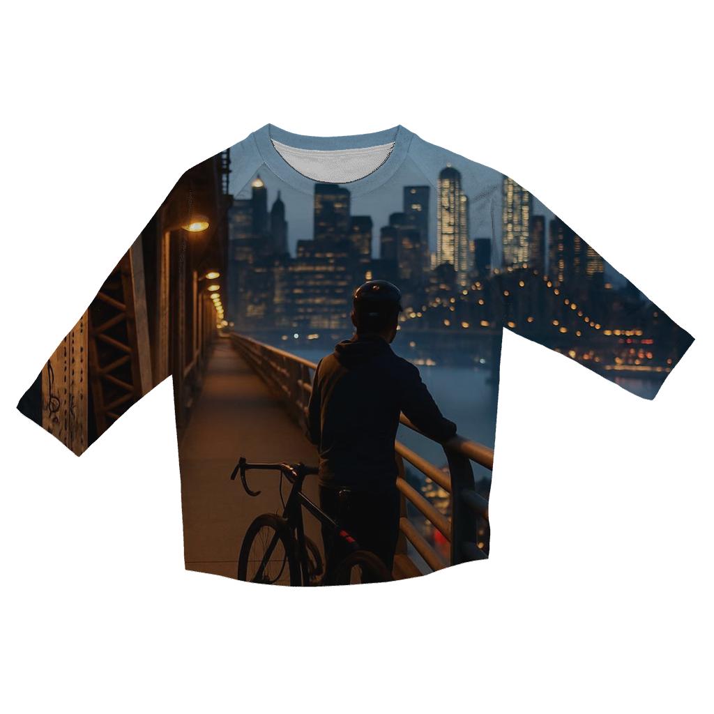 Blue Hour On The Manhattan Bridge Walkway custom 3/4 sleeve shirts