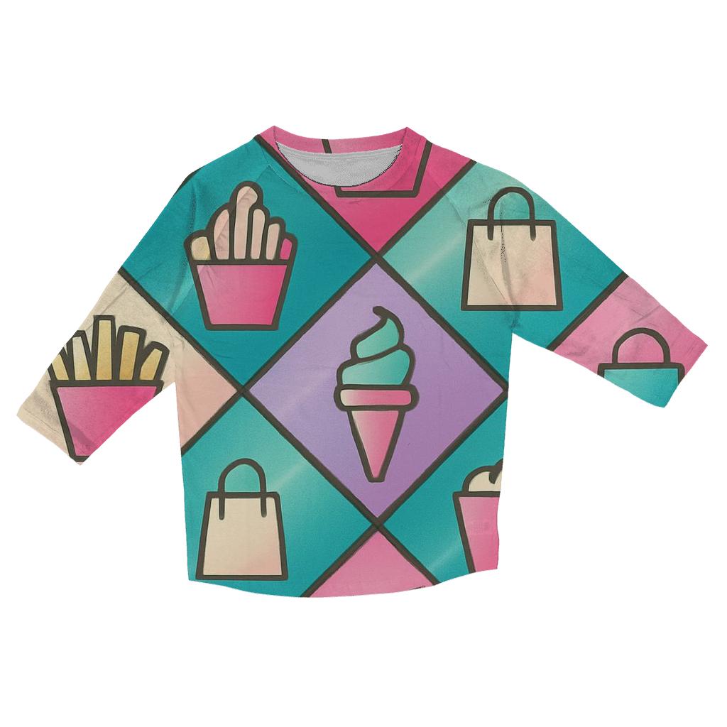 Mall Food Court Neon Tiles stylish quarter sleeve tops