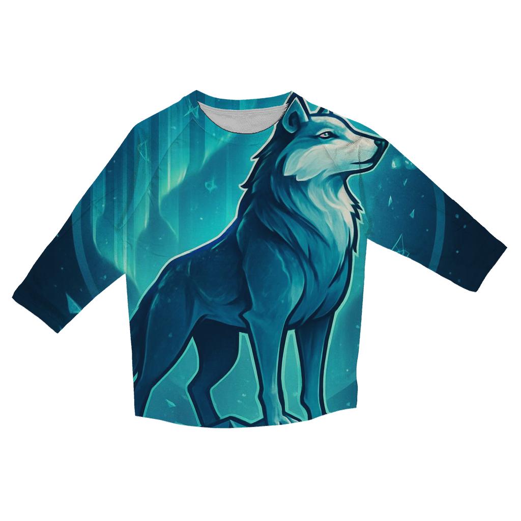 Aurora Frost Sentinel Wolf personalized 3/4 sleeve tees
