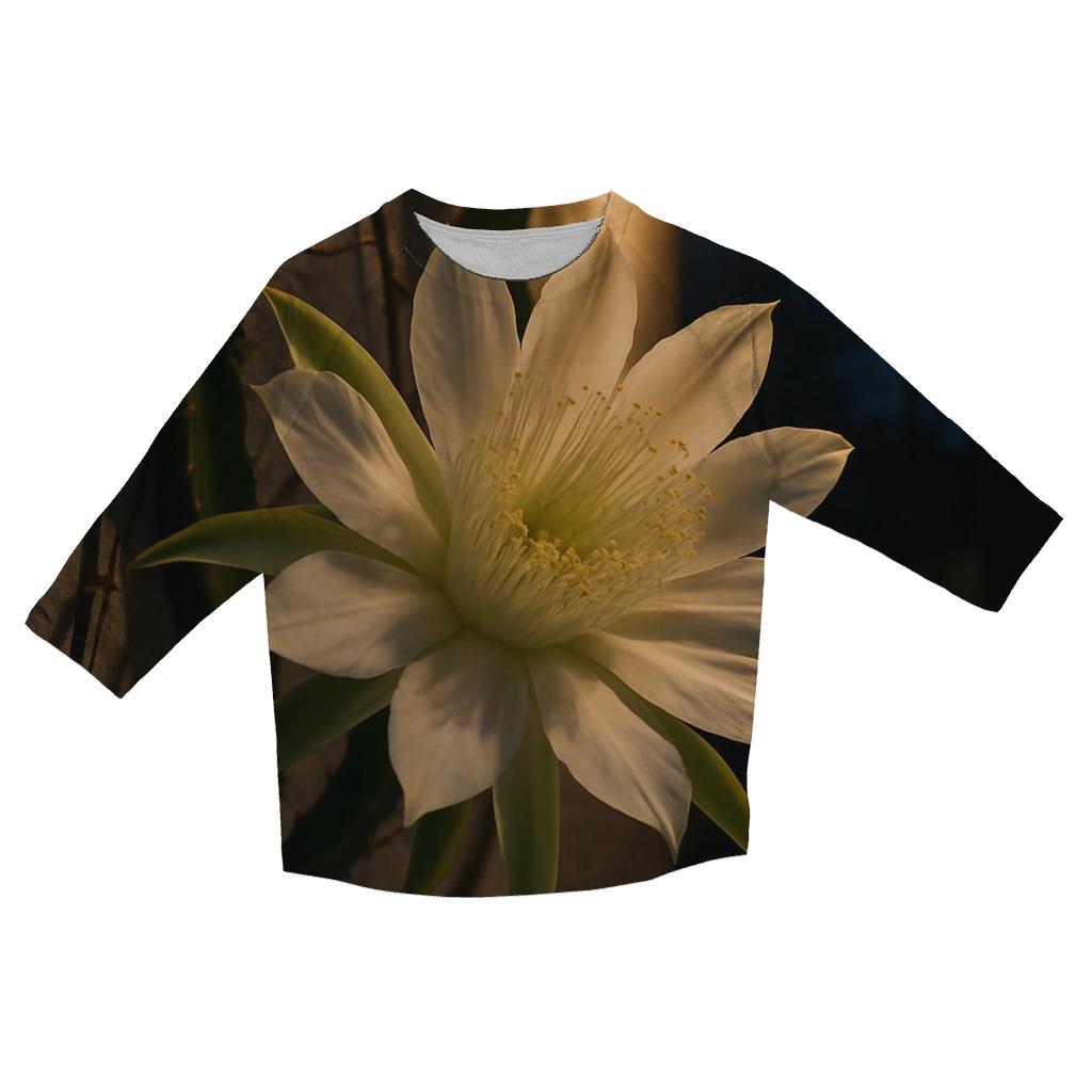 Night Blooming Cereus Opening On A Desert Patio casual three quarter sleeve shirts
