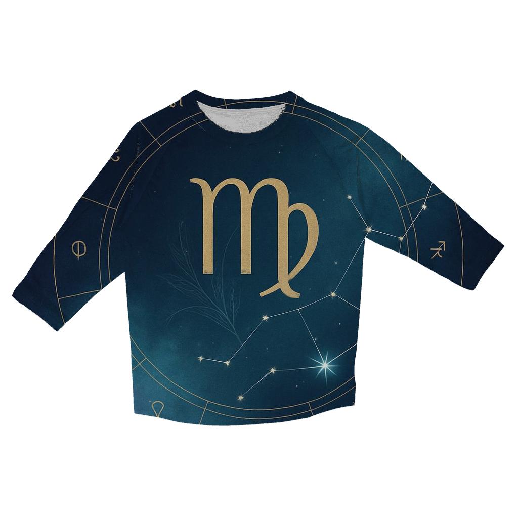 Virgo Spica Alchemical Birth Chart Seal cotton quarter sleeve shirts