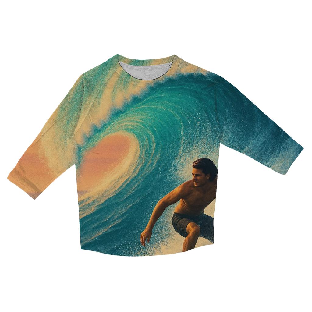 Solar Wind Surf Break printed three quarter sleeve shirts