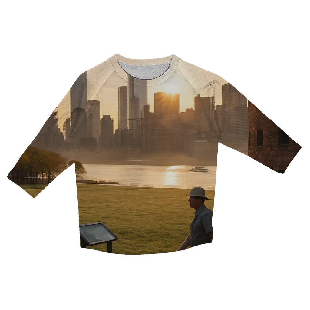 First Light From Governors Island Parade Ground custom 3/4 sleeve shirts