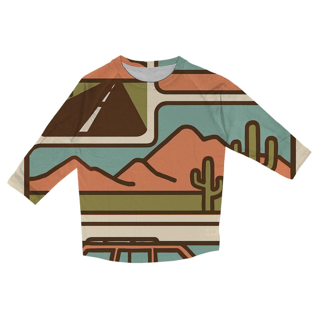 Seventies Road Trip Postcard Panels printed three quarter sleeve shirts