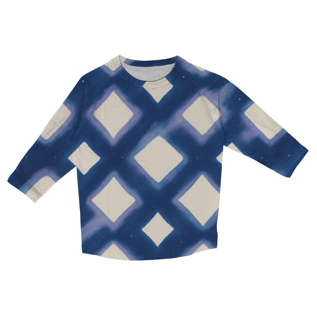 Itajime Lunar Grid With Comet Wash custom 3/4 sleeve shirts