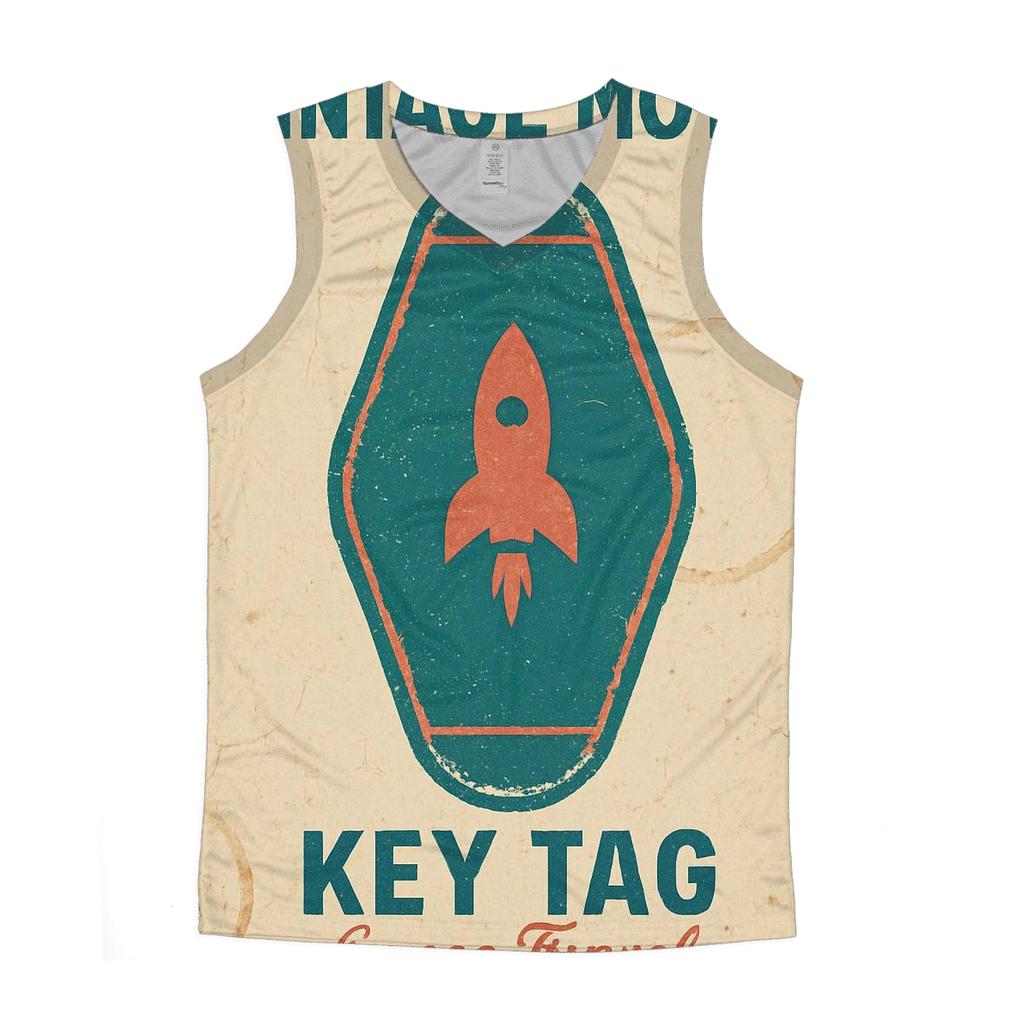 Faded Space Age Motel Key Tag Poster casual summer tank tops
